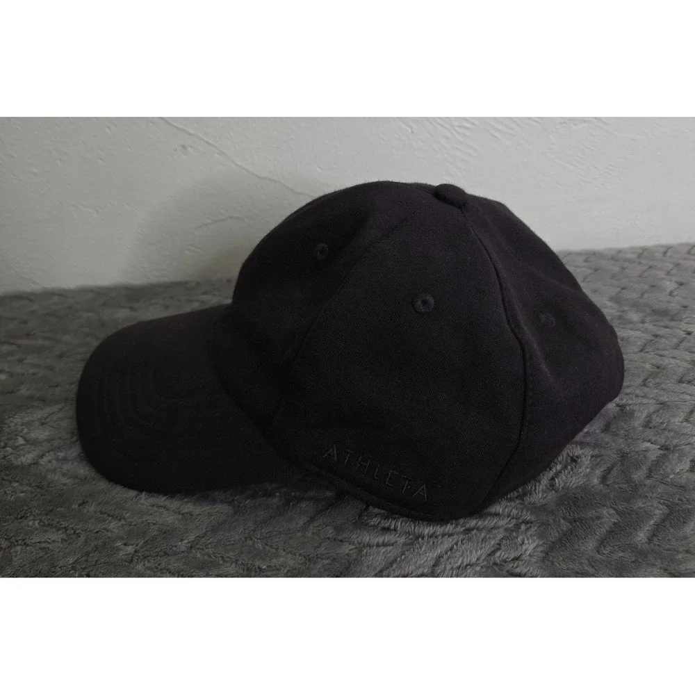 Athleta Hat Cap Adjustable Strap Women's One Size Black Logo Running Athletic